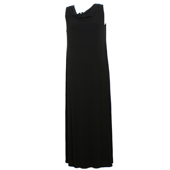 Eileen Fisher Dresses & Skirts - Black Stretch Silk Jersey Drape Neck Maxi Dress S